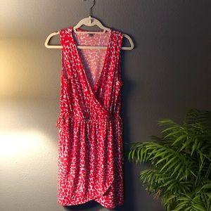 Red wrap dress with baby blue